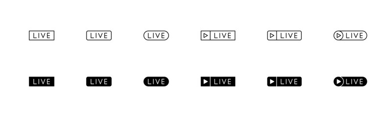 Live streaming button icon. Outline and glyph live stream vector