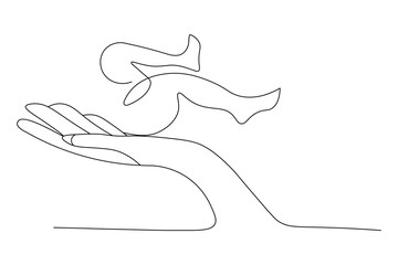 Foot sole Continuous one line art drawing of scissors vector illustration design