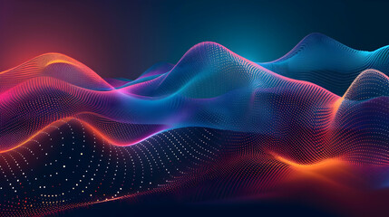 Fototapeta premium Abstract digital waves in vibrant colors flowing across a dark background, symbolizing technology