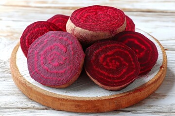 The pieces of beetroot and cabbage on the white wooden background, top view. , isolated on white background, , copy space for text,
