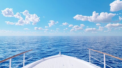 Obraz premium Yacht deck ocean cruise sunny sky clouds