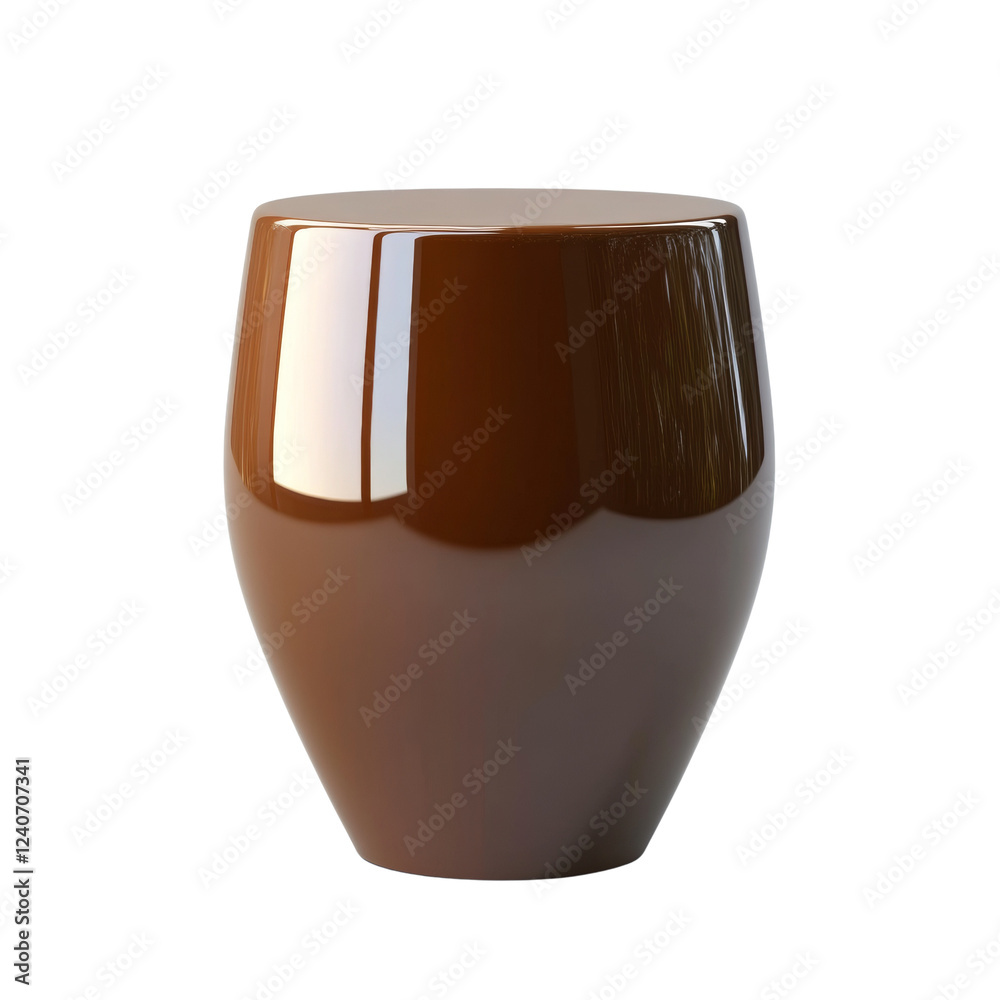Aufkleber A digitally rendered image shows a glossy brown, curvaceous tabletop stand ideal for product display or home decor.