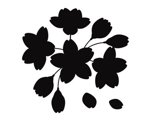 Fototapeta premium 桜の花のシルエットのイラスト さくら