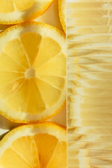 Lemon vitamin c cosmetic background for beauty product jars or swatches
