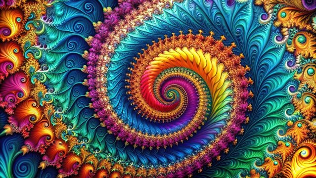 Infinite Fractal Spiral Patterns with Dynamic Color and Intricate Detail