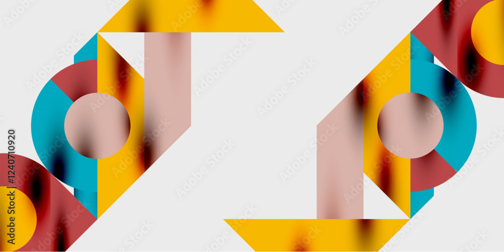Aufkleber Modern abstract background featuring circles, lines, and triangles in a dynamic geometric composition. Perfect for stylish, tech, or creative-themed designs