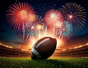 Super Bowl Background with Football american and Firework Generated image