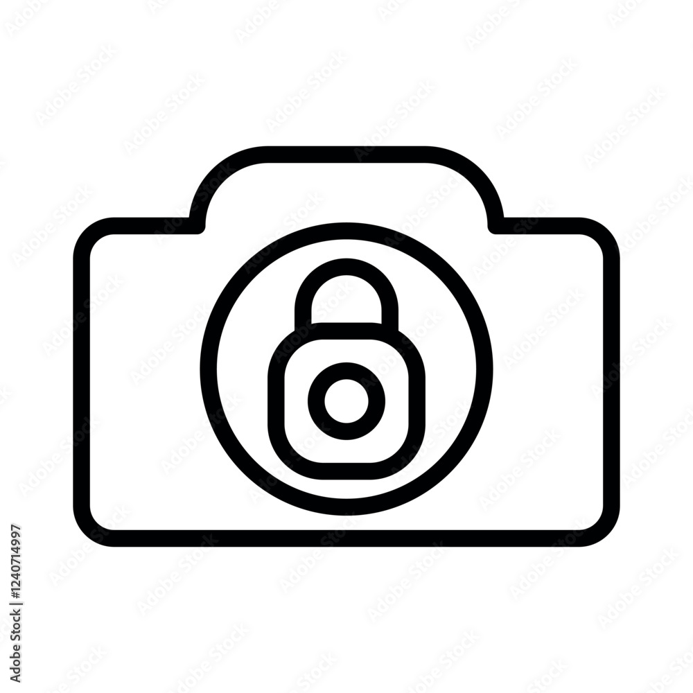 Poster camera lock vector icon