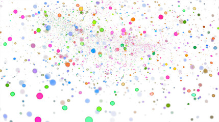 Colorful Floating Bubbles and Particles on Transparent Background