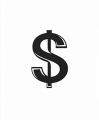 Obraz premium Bold Black Dollar Sign Icon on White Background for Financial Concepts