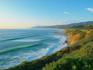 Obraz premium Breathtaking ocean view captures timeless beauty of horizon. 