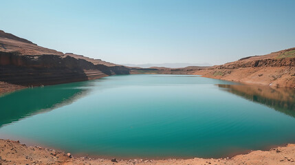 Naklejka premium a lake in the middle of the desert