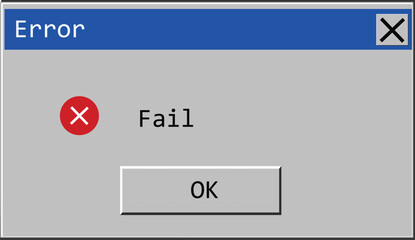 Classic window alert dialog box of system error. Warning Pop-up Window. Classic system error warning dialog. Critical error.
