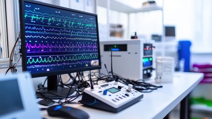 Fototapeta premium EEG Device Analyzing Brainwaves in Advanced Neurofeedback Setting