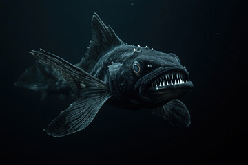 Black dragonfish in deep-sea environment
