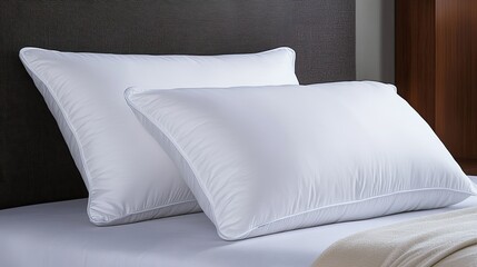 Obraz premium A cozy hotel room features a plush bed with elegant bedding, soft lighting from a lamp, and a stylish chair by the window