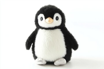 Naklejka premium Adorable Black and White Plush Penguin Toy