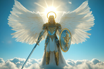 Archangel Michael standing in radiant glory