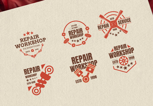 Badge Set For Garage And Repair Workshop