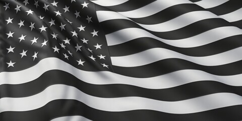 black and white united states of america flag waving background .