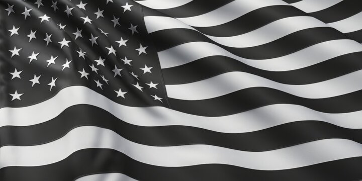 black and white united states of america flag waving background .	
