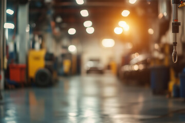 Auto repair service center with a blurred backdrop