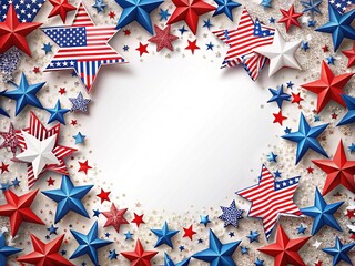 Obraz premium White background with patriotic stars and stripes border