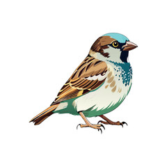 Obraz premium Hand painted sparrow bird vector image artwork illustration