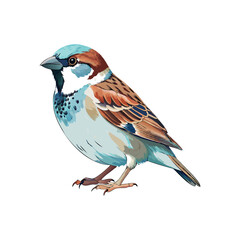 Watercolor realistic sparrow bird vector image artwork illustration