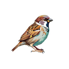 Classic illustration of sparrow bird vector image artwork white background