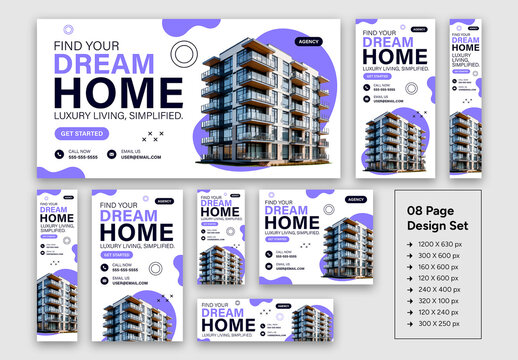 Modern Real Estate Ad Banner Set Design Template