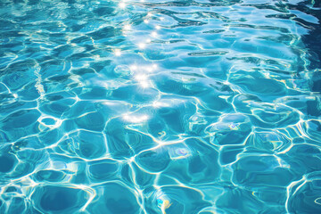 Clear blue water with sunlight reflections