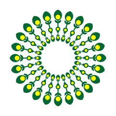 Floral green mandala design on white background