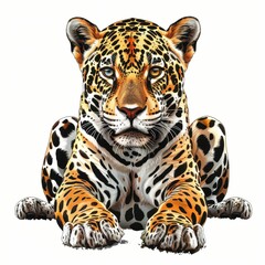 Obraz premium Majestic leopard resting in natural habitat.