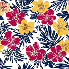 Obraz premium Hawaiian Tropical Summer Beach Seamless Pattern Texture