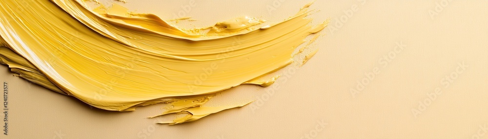 Poster dynamic yellow brush strokes overlap a soft yellow base, showcasing a captivating texture and motion