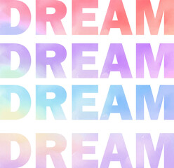 水彩パステルカラーの「DREAM」の文字セット
