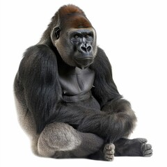 Naklejka premium Majestic gorilla seated in a calm pose
