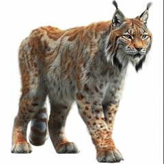 Obraz premium Lynx walking gracefully in natural habitat.