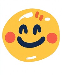 Cheerful Hand-drawn Smiley Face with Colorful Features