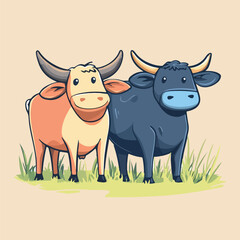 a cute two cartoon caw Vectors Illustrations