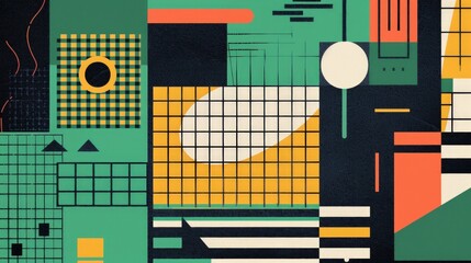 Abstract Geometric Composition: A Symphony of Shapes and Colors