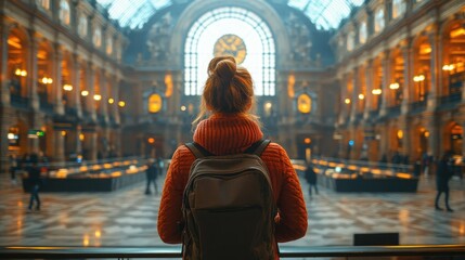 Exploring a historic building with stunning architecture and warm lighting during a quiet afternoon