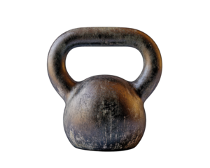 kettlebell with textured surface, displayed against transparency background, ideal for fitness and strength training. This versatile equipment enhances workouts and builds muscle