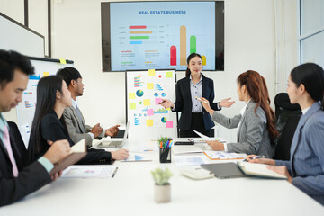 Team of professional business people join hands to brainstorm creative agency business ideas,...