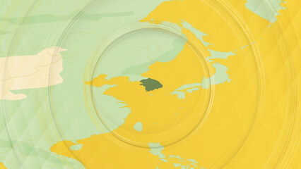 Abstract Map of South Korea and Surrounding Regions with Circular Patterns.