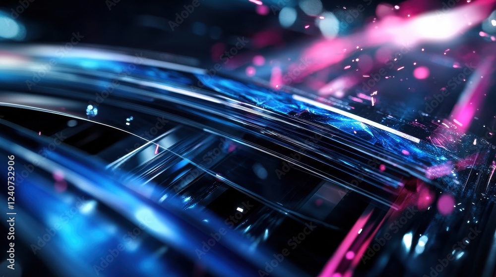 Wall mural abstract futuristic background with colorful light and motion effects