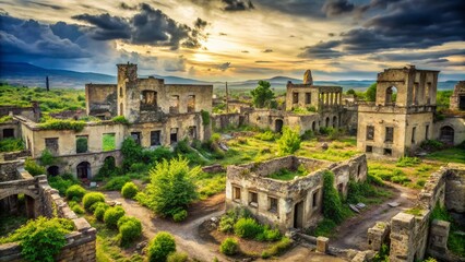 Abandoned Agdam City: Nagorno-Karabakh Conflict Aftermath -  Post-War Ruins in Azerbaijan