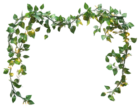 Sparkling fairy lights intertwined with lush greenery create magical atmosphere, perfect for decorating events or enhancing home decor - Powered by Adobe