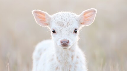 Fototapeta premium White Fawn Meadow Sunset Nature Wildlife